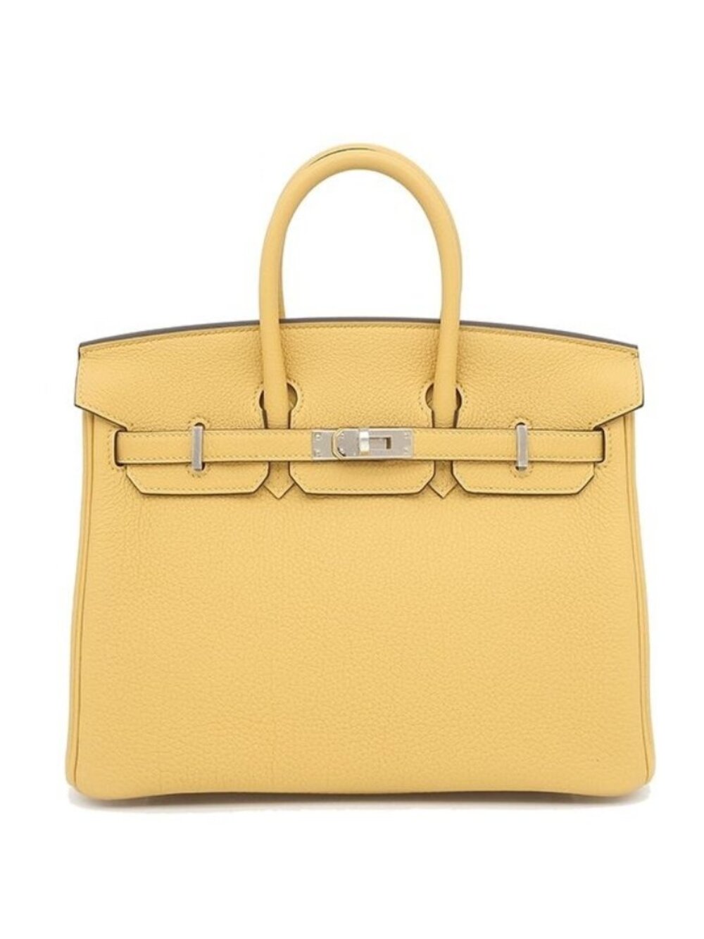 Hermes Handbag Birkin 25 Togo Paille Silver Yellow